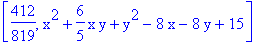 [412/819, x^2+6/5*x*y+y^2-8*x-8*y+15]